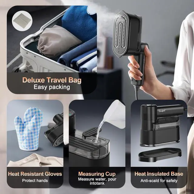 Alt view image 7 of 7 - Travel Steamer for Clothes Small Iron - 1000W Portable Steamer & Mini Iron,10s Fast Heat, Handheld Mini Steamer with 8FT Cord, Foldable Handle, Travel, College Dorm & Home Essentials (Grey)