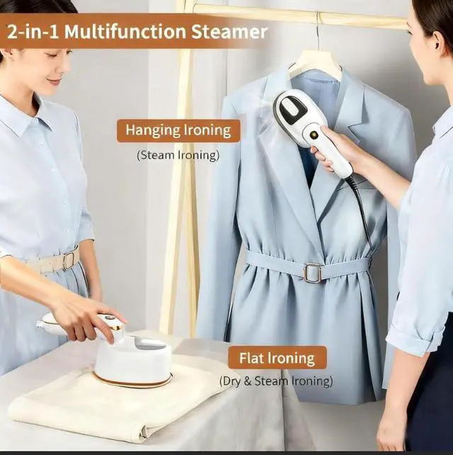 Alt view image 3 of 7 - Travel Steamer Iron for clothes portable Mini,1100W Handheld garment steamers with 15s Fast Heat-up, 180° Foldable Handle & 4 Modes LCD Display,125ml Water Tank for Home,Business Trip,Travel