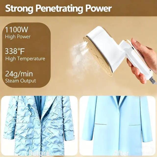 Alt view image 6 of 7 - Travel Steamer Iron for clothes portable Mini,1100W Handheld garment steamers with 15s Fast Heat-up, 180° Foldable Handle & 4 Modes LCD Display,125ml Water Tank for Home,Business Trip,Travel
