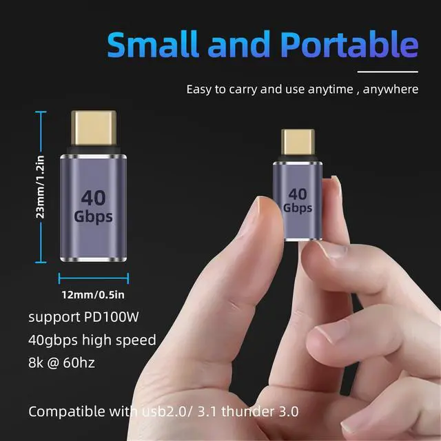 Alt view image 5 of 6 - USB C Extender Adapter 40Gbps, 8K 60Hz USB C Male to Female Extension Adapter,USB Type-C Male to Female Extender PD 100W Fast Charging USB 4 Thunderbolt 4 Connector for MacBook Pro(2 Pack)