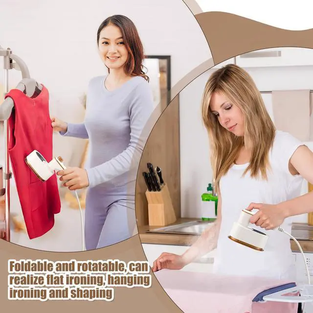 Alt view image 6 of 6 - Portable Travel Mini Iron for Clothes 3 in 1 Travel Steamer 180° Rotating Handheld Iron Portable Small Size Machine for Dry and Wet for College Dorm(White)