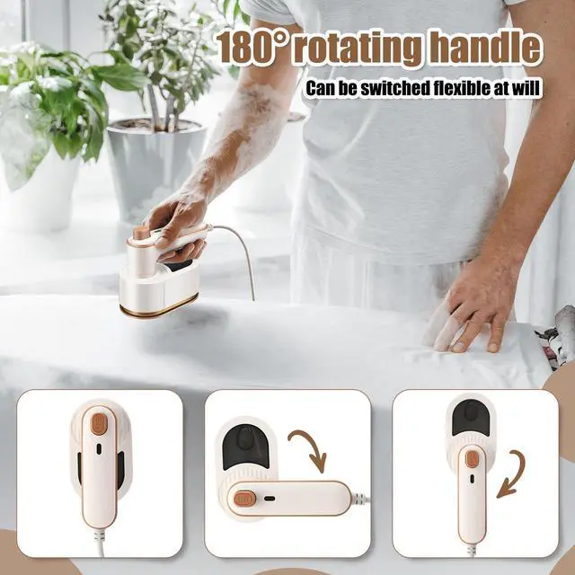 Alt view image 4 of 6 - Portable Travel Mini Iron for Clothes 3 in 1 Travel Steamer 180° Rotating Handheld Iron Portable Small Size Machine for Dry and Wet for College Dorm(White)
