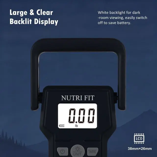 Alt view image 4 of 7 - Luggage Weight Scale 110lb/50kg Hanging Luggage Scale for Suitcase with Comfortable Handle and Large Hook, Portable Fishing Scale, Backlit LCD for Travel with Measuring Tape