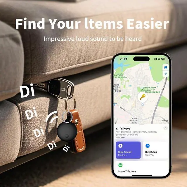 Alt view image 3 of 7 - Air Tracker Tags - 4 Pack (iOS Only), 1-Year Replaceable Battery Bluetooth Tracker Compatible with Apple Find My, Item Finder Smart Tag for Keys, Luggage (Black)