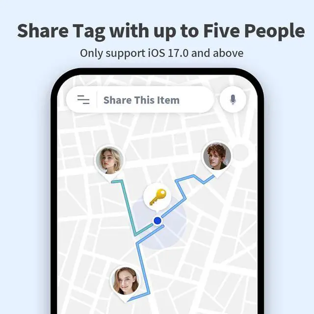 Alt view image 6 of 7 - Air Tracker Tags - 4 Pack (iOS Only), 1-Year Replaceable Battery Bluetooth Tracker Compatible with Apple Find My, Item Finder Smart Tag for Keys, Luggage (Black)