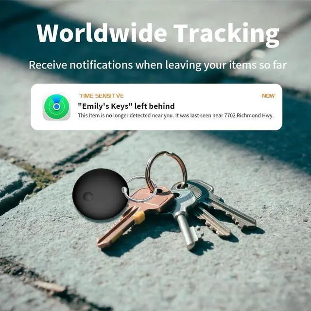 Alt view image 7 of 7 - Air Tracker Tags - 4 Pack (iOS Only), 1-Year Replaceable Battery Bluetooth Tracker Compatible with Apple Find My, Item Finder Smart Tag for Keys, Luggage (Black)