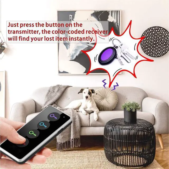 Alt view image 3 of 7 - Key Finder with Sound, 131ft RF Remote Finder, 4 Receivers | 80dB+ RF Remote Control Finder With 1 Transmitter and 4 Receivers for Keys, Wallets, Phones, Glasses and Pet Collars