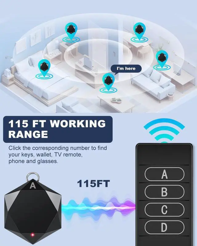 Alt view image 3 of 6 - Key Finder Locator with Sound,85 dB+Rf Remote Finder with 164ft.Wireless TV Remote Control Finder for Keys Wallet Remote Control Pet Phone,Key Chain Remote Tracker 4 with Receivers
