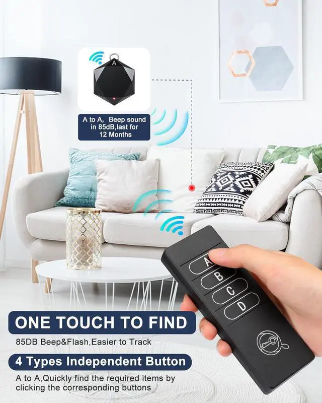 Alt view image 2 of 6 - Key Finder Locator with Sound,85 dB+Rf Remote Finder with 164ft.Wireless TV Remote Control Finder for Keys Wallet Remote Control Pet Phone,Key Chain Remote Tracker 4 with Receivers