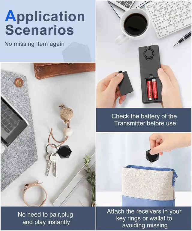 Alt view image 6 of 6 - Key Finder Locator with Sound,85 dB+Rf Remote Finder with 164ft.Wireless TV Remote Control Finder for Keys Wallet Remote Control Pet Phone,Key Chain Remote Tracker 4 with Receivers