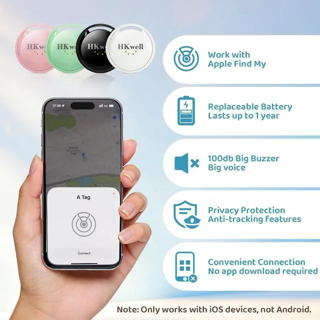 Alt view image 2 of 6 - 4-Pack Smart Bluetooth Tracker, MFi Certified Item Finder | Works with Apple Find My (iOS Only), No Monthly Fee, Waterproof Anti-Lost Tag Locator for Keys, Luggage, Wallet, Pets