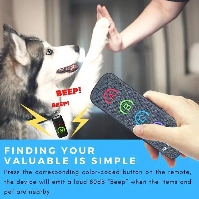 Alt view image 4 of 6 - Key Finder Locator: New Fabric Wireless Slim RF Key Wallet Finder Item Locator with 80dB Loud Sound and 131ft Working Range, 1 Transmitter + 4 Receivers (Grey)
