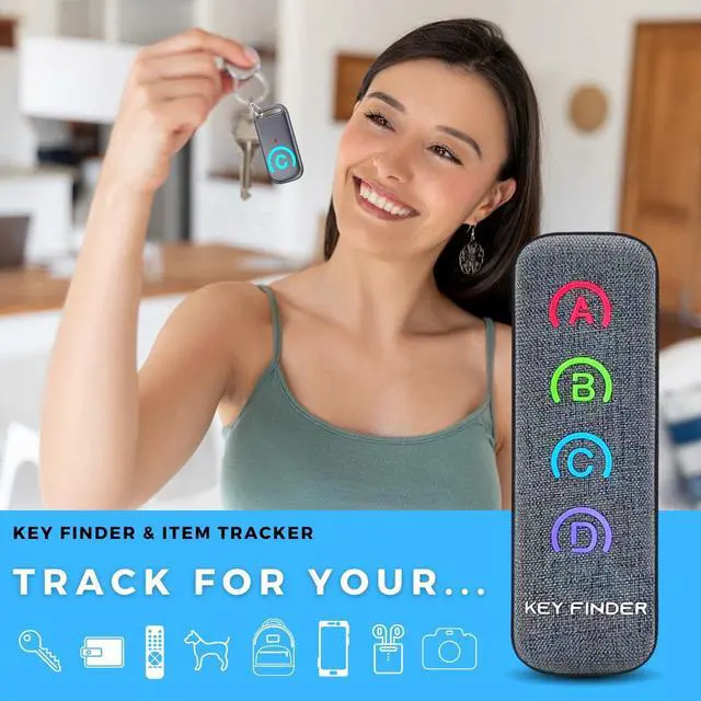 Alt view image 2 of 6 - Key Finder Locator: New Fabric Wireless Slim RF Key Wallet Finder Item Locator with 80dB Loud Sound and 131ft Working Range, 1 Transmitter + 4 Receivers (Grey)