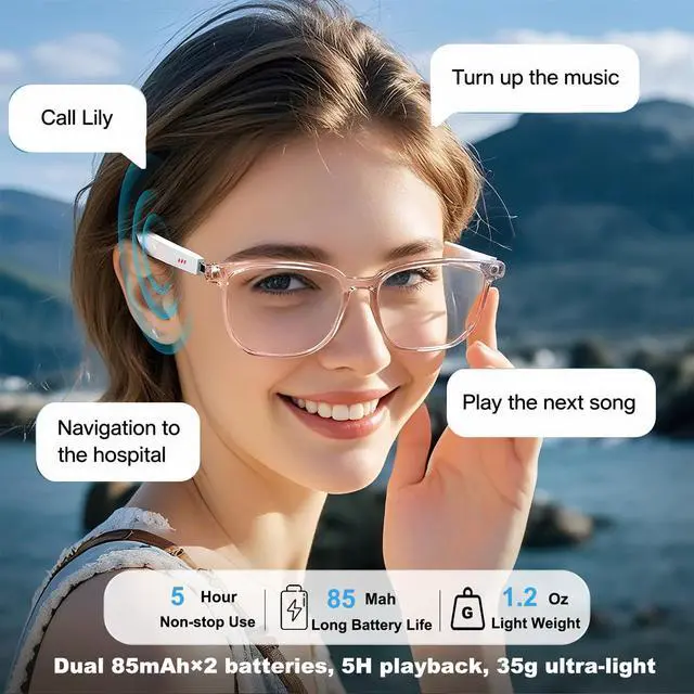 Alt view image 3 of 6 - Ai Smart Glasses Bluetooth 5.4 with Translation for Men Women 160+Languages Color-Change Lens Chat GPT Assistant Free App Translator Glasses Meeting,Driver,Travel
