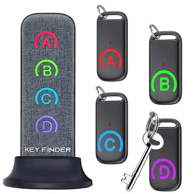 Main image of Key Finder Locator: New Fabric Wireless Slim RF Key Wallet Finder Item Locator with 80dB Loud Sound and 131ft Working Range, 1 Transmitter + 4 Receivers (Grey)