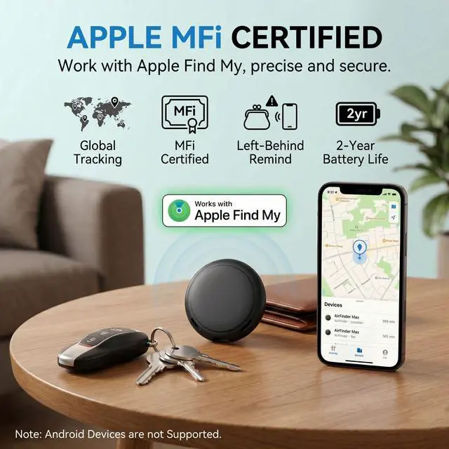 Alt view image 2 of 7 - 2 Pack GPS Trackers for Vehicles Work with Find My (iOS Only) Real Time Car Tracker Tags Mini Hidden Car Location Tracking Device Global Waterproof No Monthly Fee or Subscription No SIM Card Required