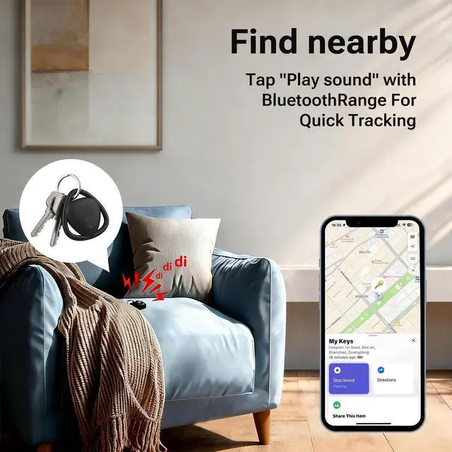 Alt view image 4 of 7 - Air Tags-4 PackApple MFi Certified, Smart Tracker Tags Item Finders Work with Apple Find My (iOS Only), Air Track Locator with Sound, Tracker Tags for Keys, Luggage, Bag, Suitcases, Wallet