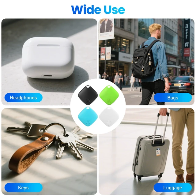 Alt view image 7 of 7 - Bluetooth Item Locator Tracker for Keys, Wallet & Bags, Worldwide Location Network, Replaceable Battery Compatible with Find My App (iOS Only)-4 Pack Colorful