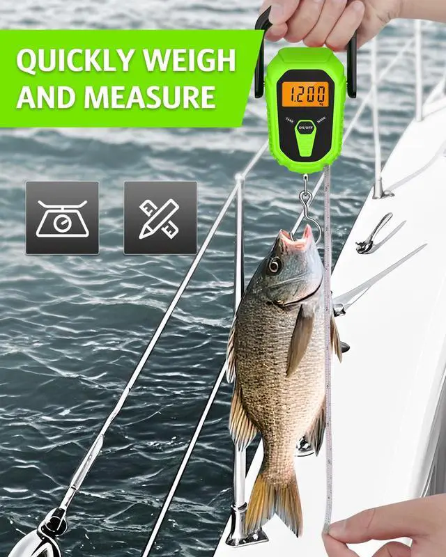 Alt view image 7 of 7 - Digital Fishing Scale with Lip Gripper, 110lb/50kg Waterproof Fish Weight Scale with Tape Measure, Hook & Clamp, LCD Display & Hanging Design, Ideal Fishing Gift for Men Anglers