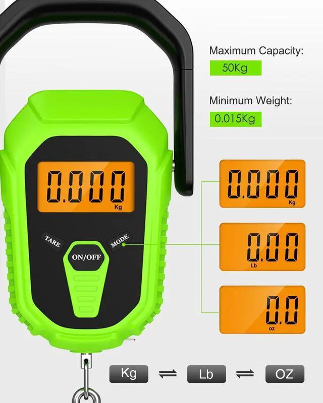 Alt view image 4 of 7 - Digital Fishing Scale with Lip Gripper, 110lb/50kg Waterproof Fish Weight Scale with Tape Measure, Hook & Clamp, LCD Display & Hanging Design, Ideal Fishing Gift for Men Anglers