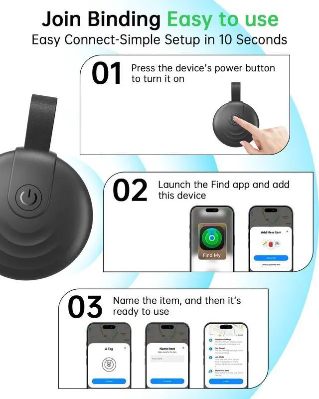 Alt view image 7 of 7 - Air Tracker Tags (iOS Only) 4 Pack: Bluetooth Item Finder with Apple Find My APP, Item Locator for Keys Finder, Bags Wallets Anti-Loss, IP68 Waterproof Smart Tag (F20 Black)