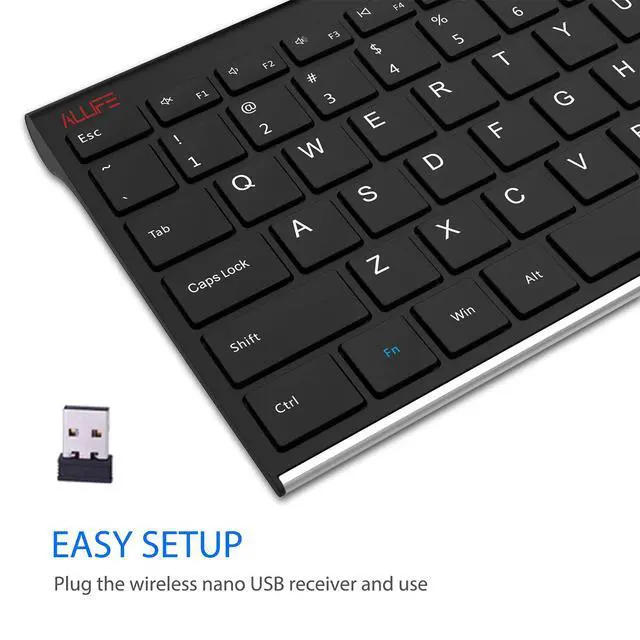 Alt view image 3 of 7 - 2.4G Wireless Keyboard Stainless Steel Ultra Slim Full Size Keyboard with Numeric Keypad for Computer/Desktop/PC/Laptop/Surface/Smart TV and Windows 10/8/ 7 Built in Rechargeable Battery