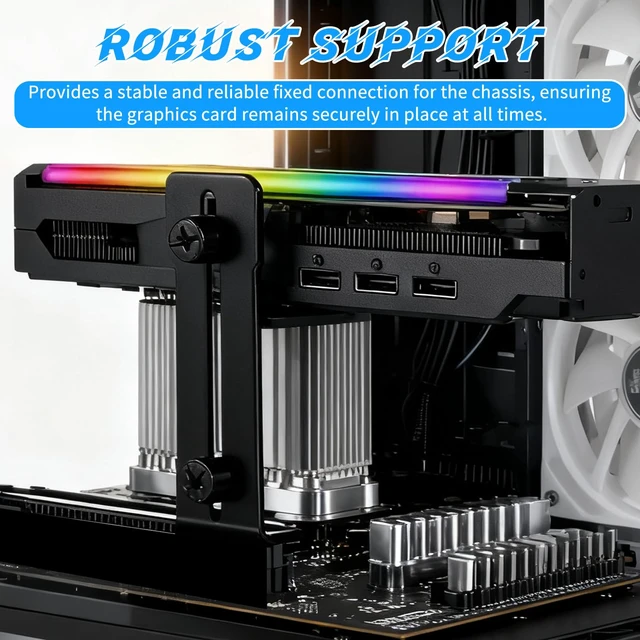 Alt view image 5 of 7 - GPU Support Bracket, Black Graphics Card Stand Holder GPU Sag Bracket Supprts with Anti-Slip Pad Adjustable Metal Anti Sag GPU Brackets Thickness Support up 6 to 95mm Easy Installation