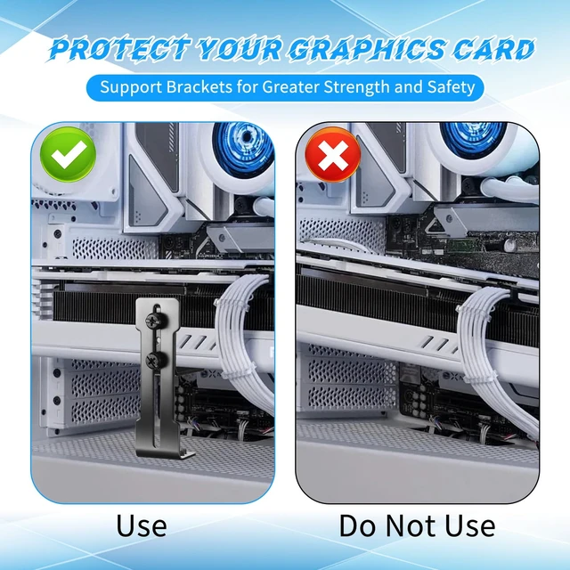 Alt view image 6 of 7 - GPU Support Bracket, Black Graphics Card Stand Holder GPU Sag Bracket Supprts with Anti-Slip Pad Adjustable Metal Anti Sag GPU Brackets Thickness Support up 6 to 95mm Easy Installation