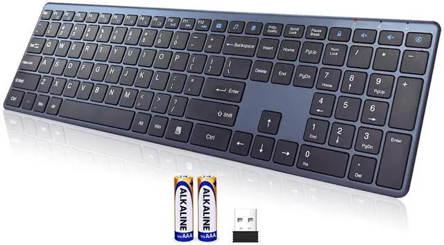 Main image of Wireless Keyboard-2.4G Ultra Slim Quiet Full Size USB PC Computer Keyboard,19 Multimedia Keys,Number Pad,Plug&Play,Lag-Free Ergo,Long Battery Life for Desktop,Laptop,Smart TV,MAC,Windows,QWERTY