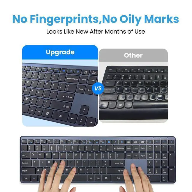 Alt view image 2 of 7 - Wireless Keyboard-2.4G Ultra Slim Quiet Full Size USB PC Computer Keyboard,19 Multimedia Keys,Number Pad,Plug&Play,Lag-Free Ergo,Long Battery Life for Desktop,Laptop,Smart TV,MAC,Windows,QWERTY