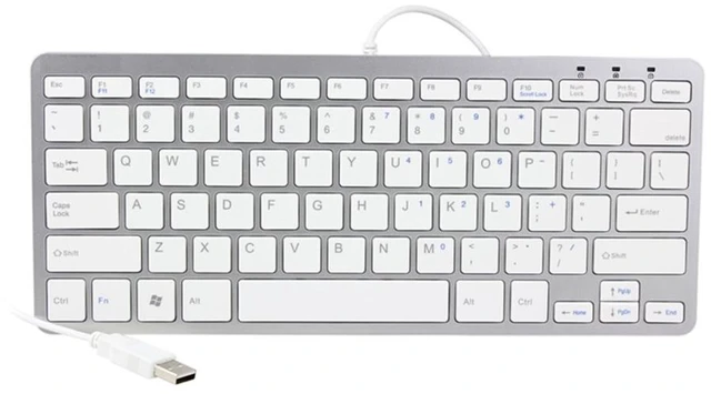 Main image of USB Slim Mini Wired 78 Key Small Super Thin Compact Keyboard for Desktop Laptop PC Win 7 Mac (White)
