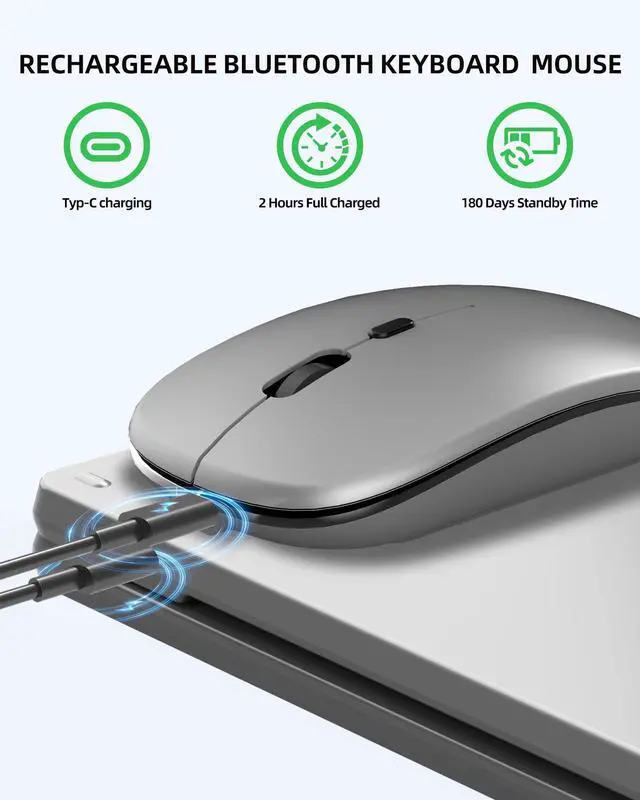Alt view image 6 of 6 - Wireless Foldable & Folding Keyboard and Mouse for iPad, Bluetooth Combo for Business & Travel, Portable Design Compatible with Windows, iOS, Android Tablets, Smartphones, and Laptops.