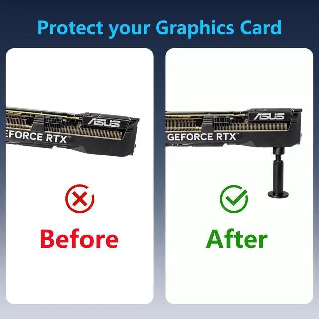 Alt view image 2 of 5 - GPU Support Bracket,GPU Stand with Strong Magnetic Base,Bubble Level Non-Slip Rubber Pad,Anti Sag Bracket for Graphics Card,Adjustable 70-120mm Holder (Silver)