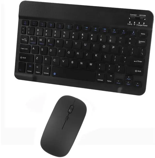 Main image of Keyboard and Mouse Combo,Ultra-Slim Ergonomic Small Rechargeable Bluetooth Keyboard Mouse Set for Apple iPad iPhone Samsung Tablet Phone Android PC Computer Mac Smartphone (Black)