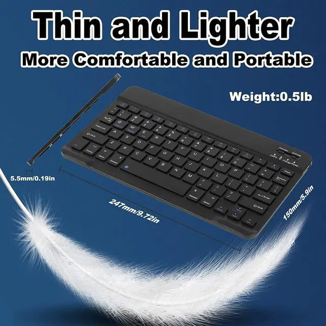 Alt view image 3 of 7 - Keyboard and Mouse Combo,Ultra-Slim Ergonomic Small Rechargeable Bluetooth Keyboard Mouse Set for Apple iPad iPhone Samsung Tablet Phone Android PC Computer Mac Smartphone (Black)