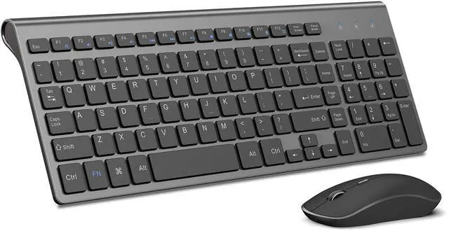 Main image of Wireless Keyboard Mouse Combo, 2.4G Compact and Ultra Slim Wireless Keyboard and Mouse for Windows, Computer, Desktop, PC, Laptop (Grey)