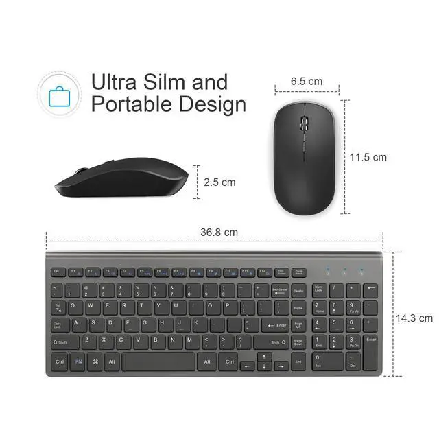 Alt view image 4 of 7 - Wireless Keyboard Mouse Combo, 2.4G Compact and Ultra Slim Wireless Keyboard and Mouse for Windows, Computer, Desktop, PC, Laptop (Grey)