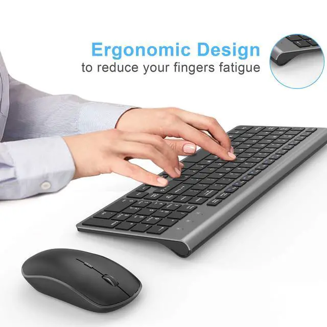 Alt view image 6 of 7 - Wireless Keyboard Mouse Combo, 2.4G Compact and Ultra Slim Wireless Keyboard and Mouse for Windows, Computer, Desktop, PC, Laptop (Grey)
