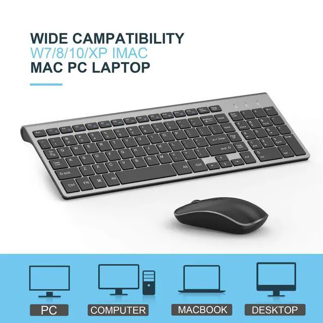 Alt view image 7 of 7 - Wireless Keyboard Mouse Combo, 2.4G Compact and Ultra Slim Wireless Keyboard and Mouse for Windows, Computer, Desktop, PC, Laptop (Grey)
