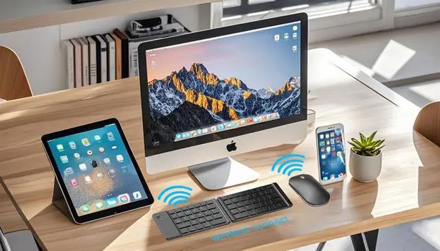 Alt view image 2 of 7 - Foldable Keyboard and Mouse Combo,Bluetooth Keyboard and Mouse Combo for iPad/Mac/Android Tablet/,Portable Rechargeable Keyboard Mouse for iPad/Laptop/MacBook/PC/Computer (Gray)