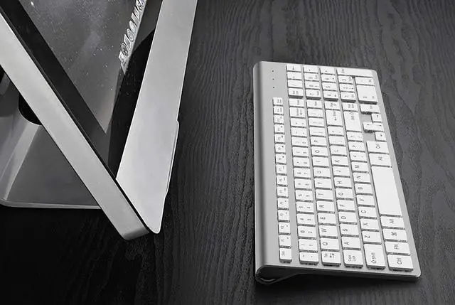 Alt view image 2 of 7 - J Wireless Keyboard, 2.4G Slim and Compact Wireless Keyboard with Numeric Keypad for Laptop, MacBook air, Apple, Computer, PC-Sliver&White