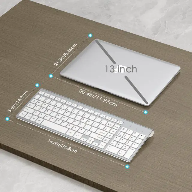 Alt view image 4 of 7 - J Wireless Keyboard, 2.4G Slim and Compact Wireless Keyboard with Numeric Keypad for Laptop, MacBook air, Apple, Computer, PC-Sliver&White
