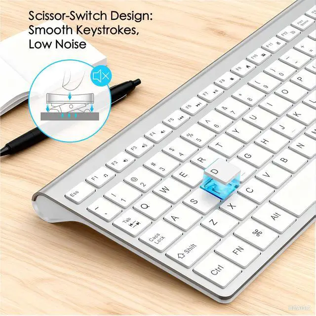 Alt view image 6 of 7 - J Wireless Keyboard, 2.4G Slim and Compact Wireless Keyboard with Numeric Keypad for Laptop, MacBook air, Apple, Computer, PC-Sliver&White