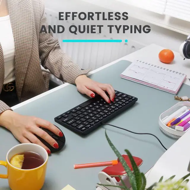 Alt view image 3 of 7 - PERIBOARD-332 Wired Backlit USB Keyboard - Mini 11.22x4.57x0.83 Inches - Slim Scissor Keys with Big Font - White Illuminated LED - US English