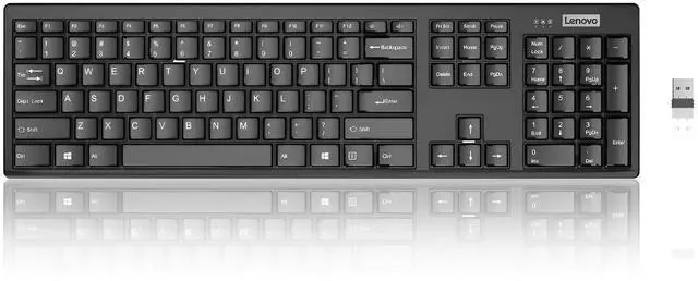 Main image of 100 Wireless Compact Keyboard Cordless Keyboard for PC & Laptop with Windows Silent Keys Full-Size Layout with Numeric Keypad Plug & Play USB Receiver Portable, Black