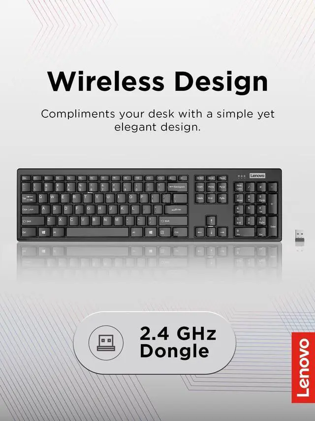 Alt view image 2 of 5 - 100 Wireless Compact Keyboard Cordless Keyboard for PC & Laptop with Windows Silent Keys Full-Size Layout with Numeric Keypad Plug & Play USB Receiver Portable, Black