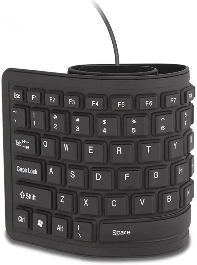 Alt view image 2 of 5 - Foldable Silicone Keyboard USB Wired Waterproof Rollup Keyboard for PC Notebook Laptop (All Black)