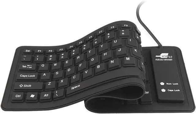 Alt view image 3 of 5 - Foldable Silicone Keyboard USB Wired Waterproof Rollup Keyboard for PC Notebook Laptop (All Black)