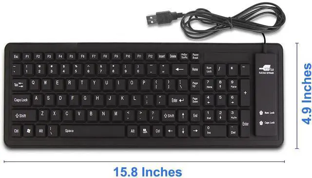 Alt view image 4 of 5 - Foldable Silicone Keyboard USB Wired Waterproof Rollup Keyboard for PC Notebook Laptop (All Black)