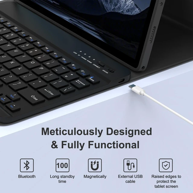Alt view image 6 of 7 - for Samsung Galaxy Tab A11+/A9+ Case with Keyboard (Black, 11 inch) | Wireless Magnetic Detachable Folio Keyboard Cover with Pencil Holder, for Tab A9+/A11+ Plus 11 inch